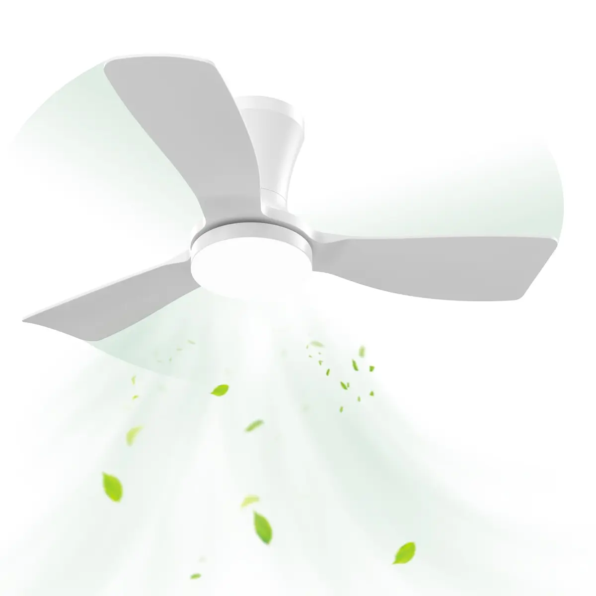 Airwit Ventilador de Teto Branco 91 cm com Luz LED, 3 Pás, 6 Velocidades | Motor DC Silencioso, Função Reversível, Controle Remoto, Flush Mount, 100V-240V