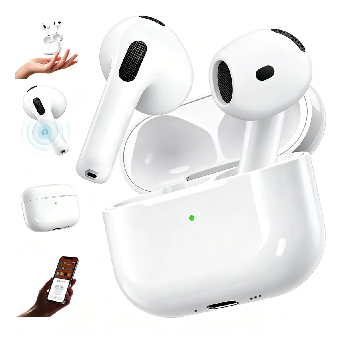 Fone de Ouvido Bluetooth 5.3 TWS Abre Tampa e Conecta HIFI 12h LED Toque HD | Som HIFI, zero atraso, chamadas HD, 12h c/ LED. Abre a tampa e conecta. Sem pressão, sem vazamento. Toque sensível. Chip 5.3. - 1