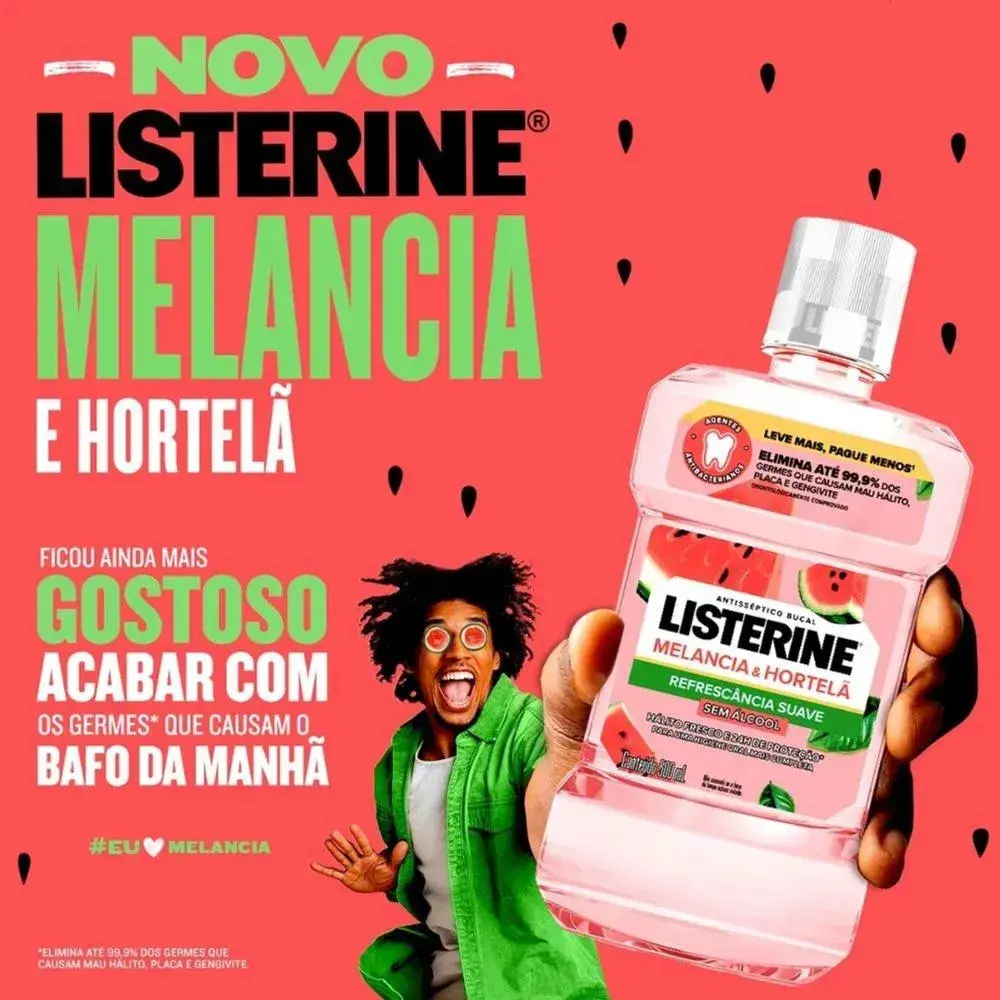 Enxaguante Bucal Melancia & Hortelã Sem Álcool 500ml Listerine thumbnail 2