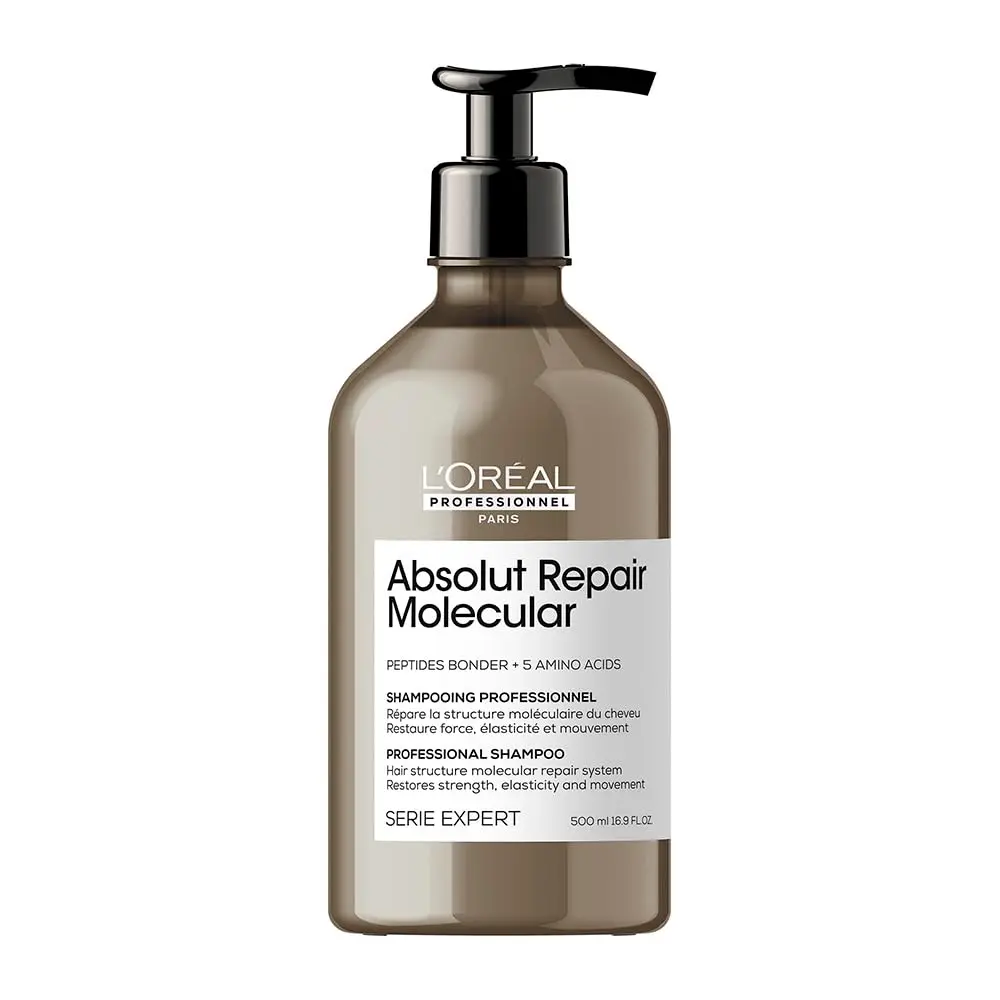 L’Oréal Professionnel Shampoo Absolut Repair Molecular, Repara Danos e Restaura Todos os Tipos de Cabelos Danificados, Sem Sulfato, SERIE EXPERT, 500ml