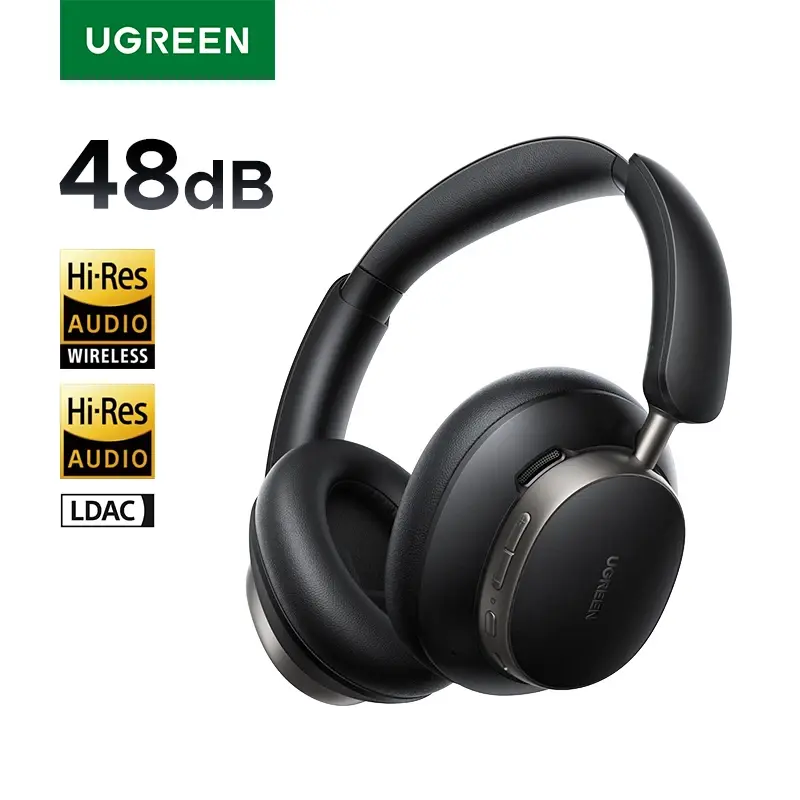 UGREEN Studio Pro 48dB ANC Fones de ouvido sem fio sobre a orelha Fones de ouvido Bluetooth Cancelamento de ruído ativo Hi-Res LDAC 120h Playtime