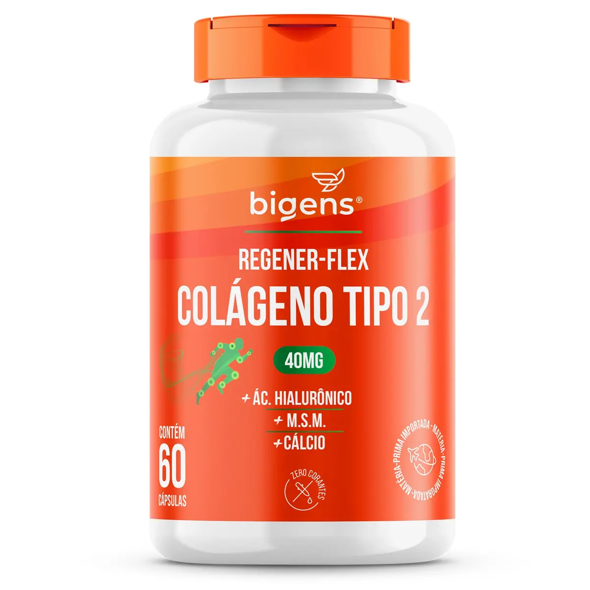 Bigens Regener Flex, Colágeno Tipo 2, 40mg, M.S.M, 60 Cápsulas