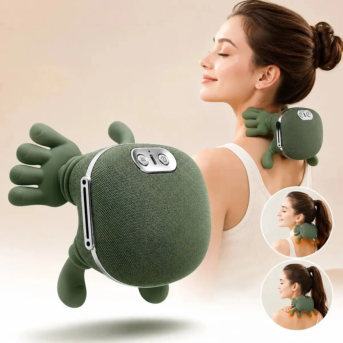 Massageador Pescoço Ombros Shiatsu 3d Elétrico Calor Bivolt Verde