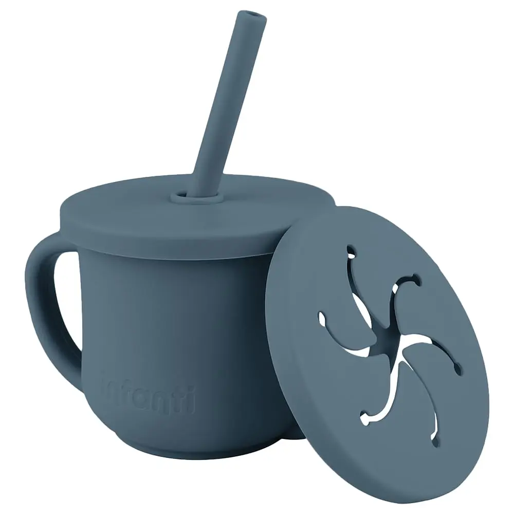 Copo de Silicone com Canudo Infanti, Snack Piccolo, Azul - 1