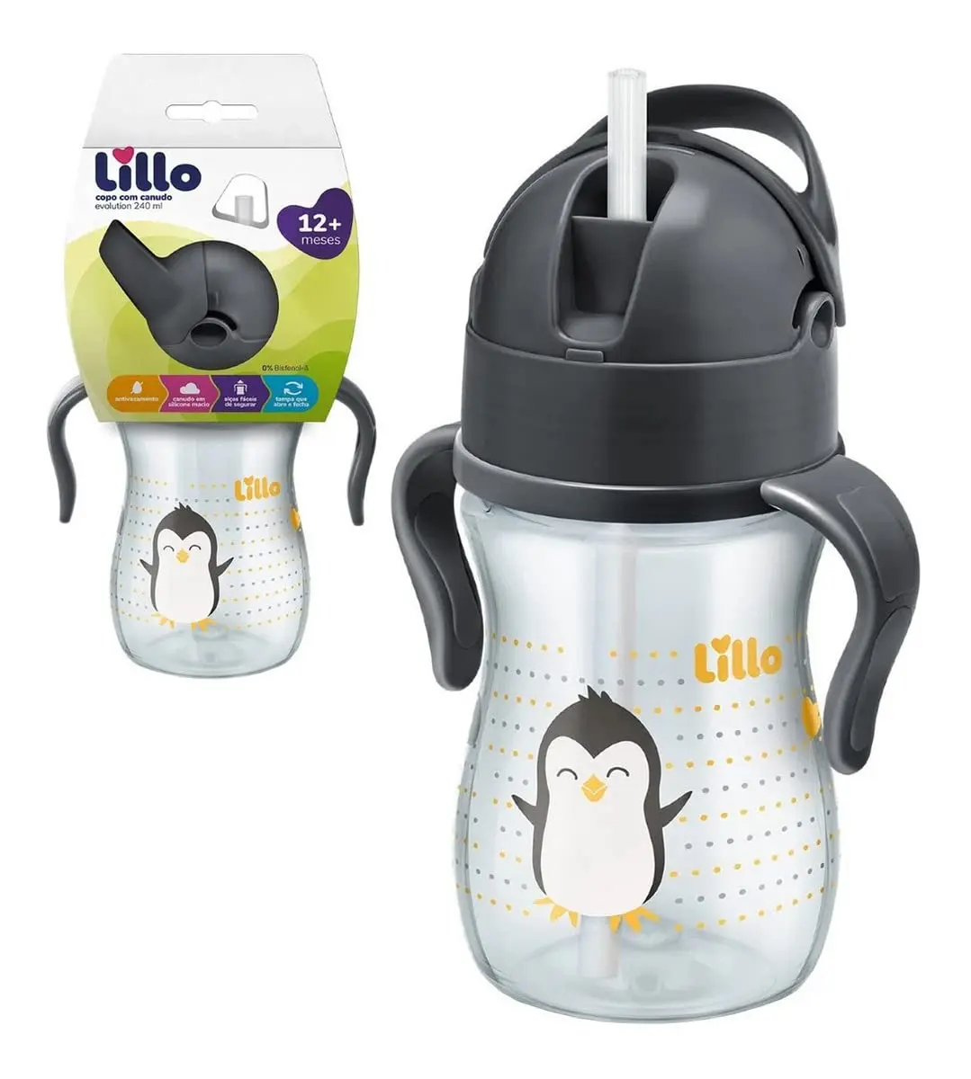 Lillo Copo Evolution Com Canudo 240Ml - Neutro