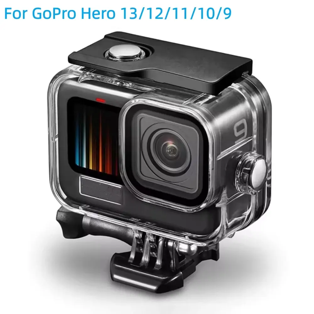 Estojo de proteção para mergulho, para uso subaquático, para GoPro Hero 13, 12, 11, 10, 9. Capa protetora à prova d'água para câmera Go Pro e acessórios para câmeras de ação.