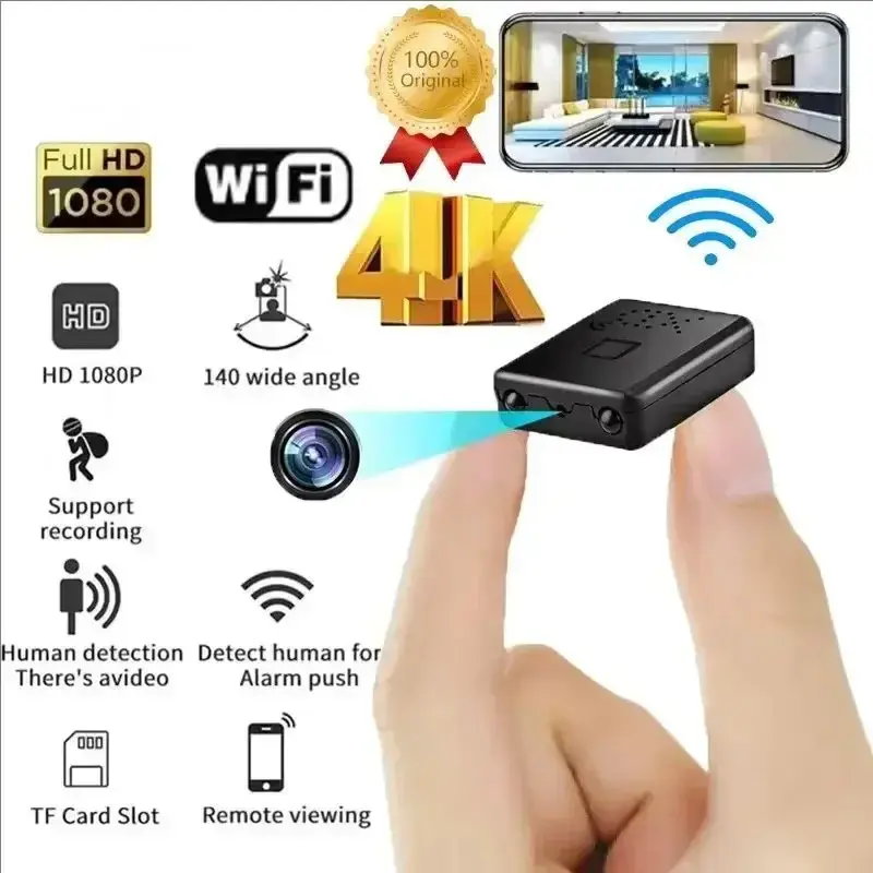 Câmera Mini XD Full HD 4K WiFi com Visão Noturna, Monitoramento Remoto de Segurança, Proteção Residencial, Gravador de Vídeo à Prova d'Água - 1
