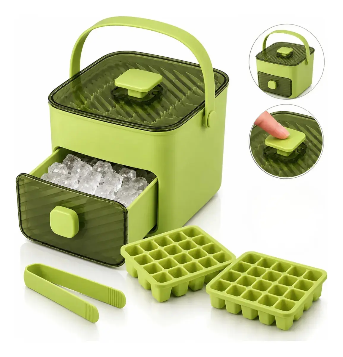 Forma de gelo Bandeja caixa EPS-6458 dupla gaveta 2 em 1 Cor Verde