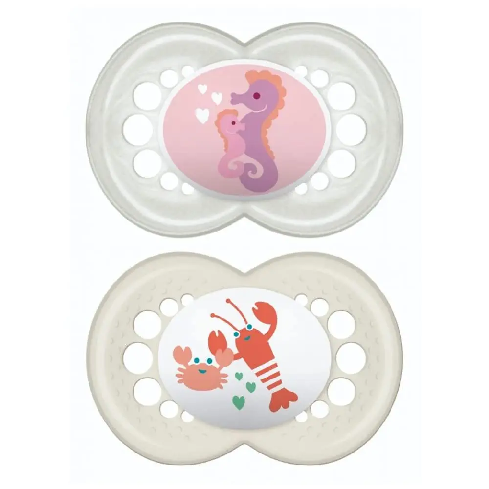 MAM Baby Kit Com 2 Chupetas Original Com Bico Simétrico de Silicone SkinSoft para Crianças 6+ Meses Autoesterilizável em 3 Minutos, Rosa e Laranja - 1