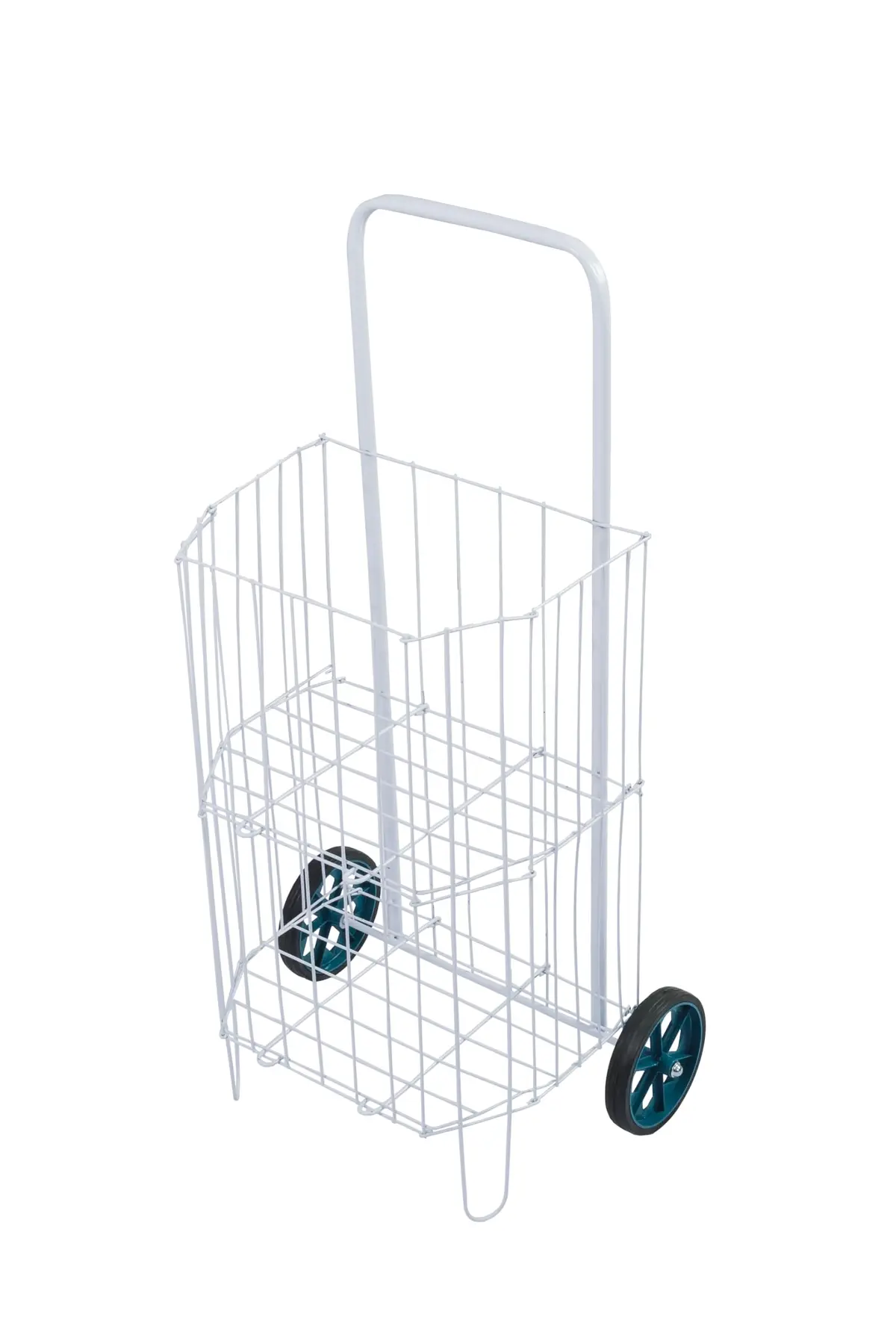 Metaltec Carrinho De Feira E Compras Dobrável com Rodas Reforçado Branco | Em Aço Suporta até 25kg - Pintura Resistente à Ferrugem