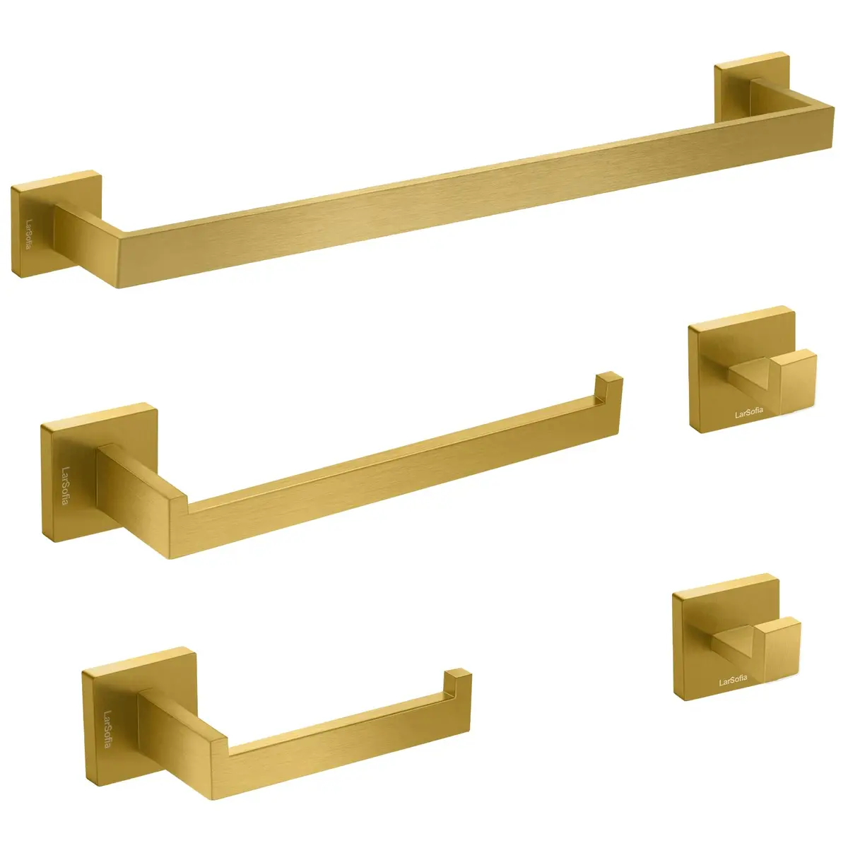 Kit Acessórios para Banheiro Luxo, Conjunto de Ferragens de Banheiro Escovado Aço Inox Inoxidável 304, Banheiro Toalheiro Ganchos 5 Peças para Banheiros Atualizados (dourado)