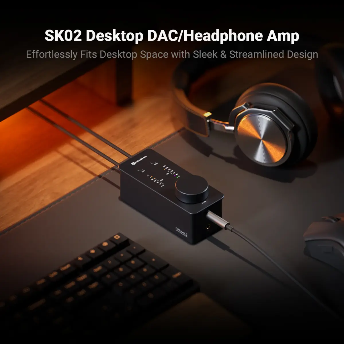 Amplificador de Fone de Ouvido USB Fosi Audio SK02 Hifi Mini USB DAC para Fones de Ouvido Balanceados de 3.5MM e 4.4MM com Suporte DSD
