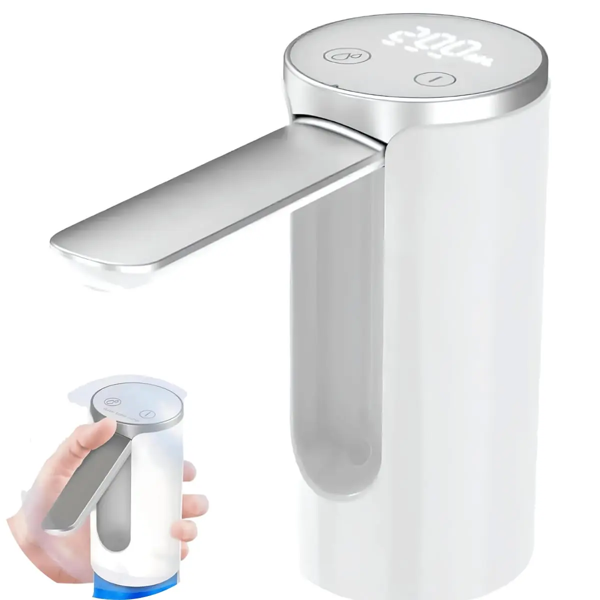 Bomba De Água Galão Recarregavel bebedouro Dispensador sugador puxador Automático Display Digital e Botão Smart Touch Linha Premium (Branco)