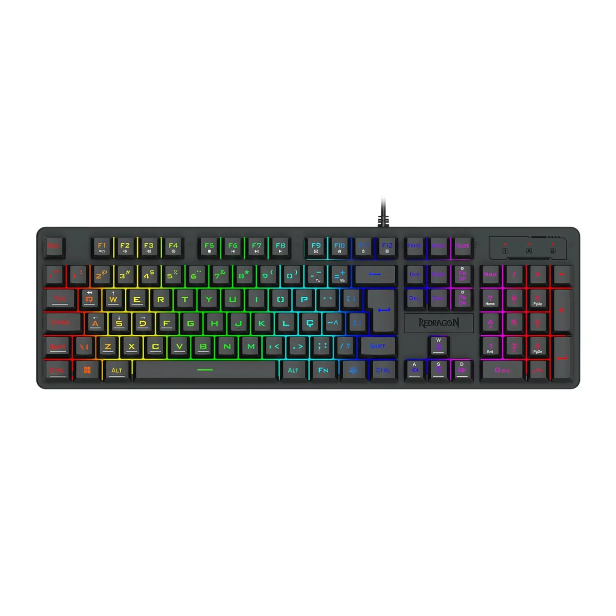 Teclado Membrana Gamer Redragon Netherbane Iluminação Rainbow Preto ABNT2 K521-R