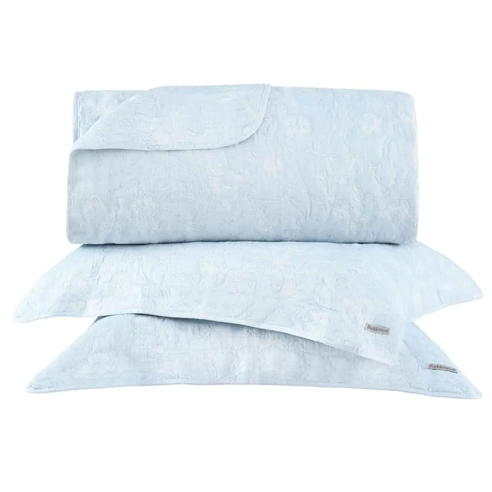 Kit Colcha Queen Buddemeyer Hanna Jacquard Azul 3 peças