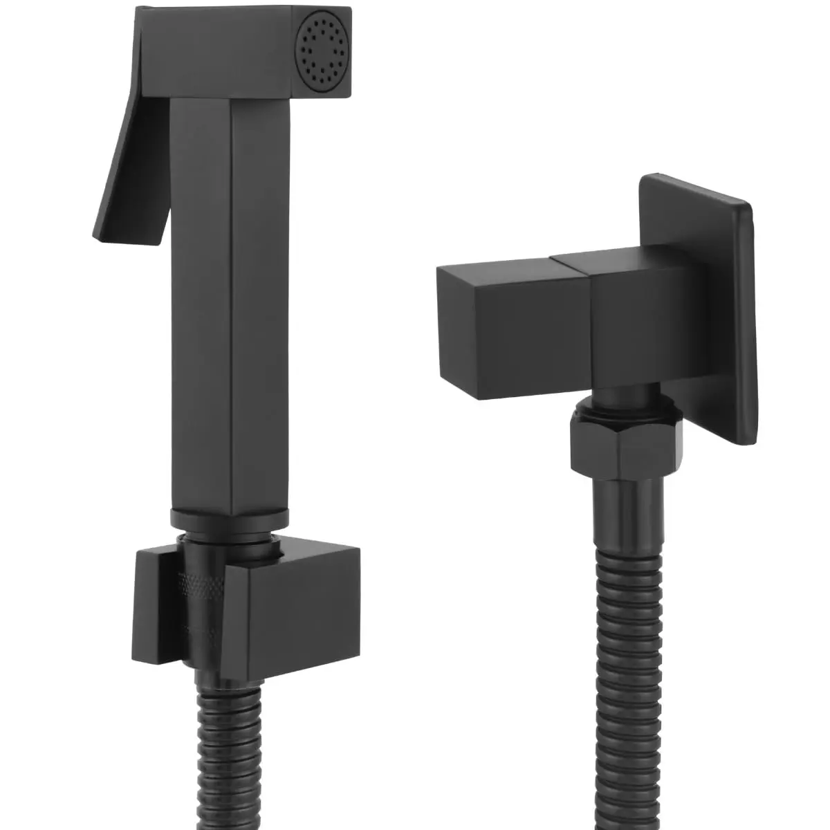CASA PREMIER Ducha Higiênica Completa Quadrado Preto Fosco Black Matte