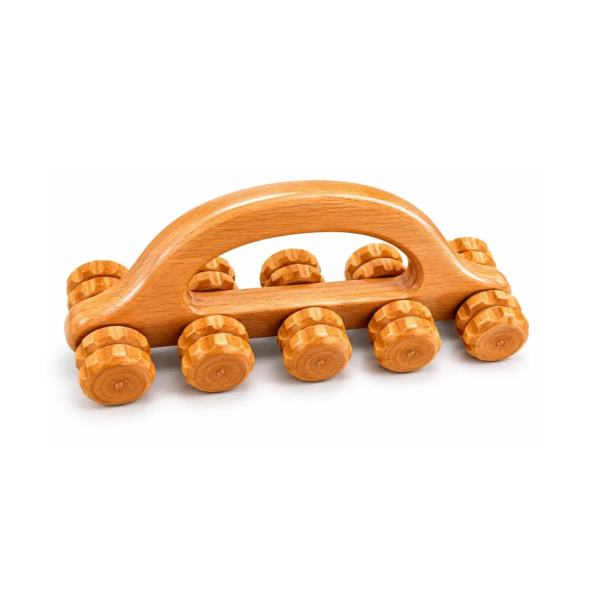 Massageador Manual Corporal em Madeira com 10 Rodas Massageadoras | Relaxamento Muscular, Alívio de Tensão, Circulação Corporal, Para Costas Pernas Pescoço Ombros