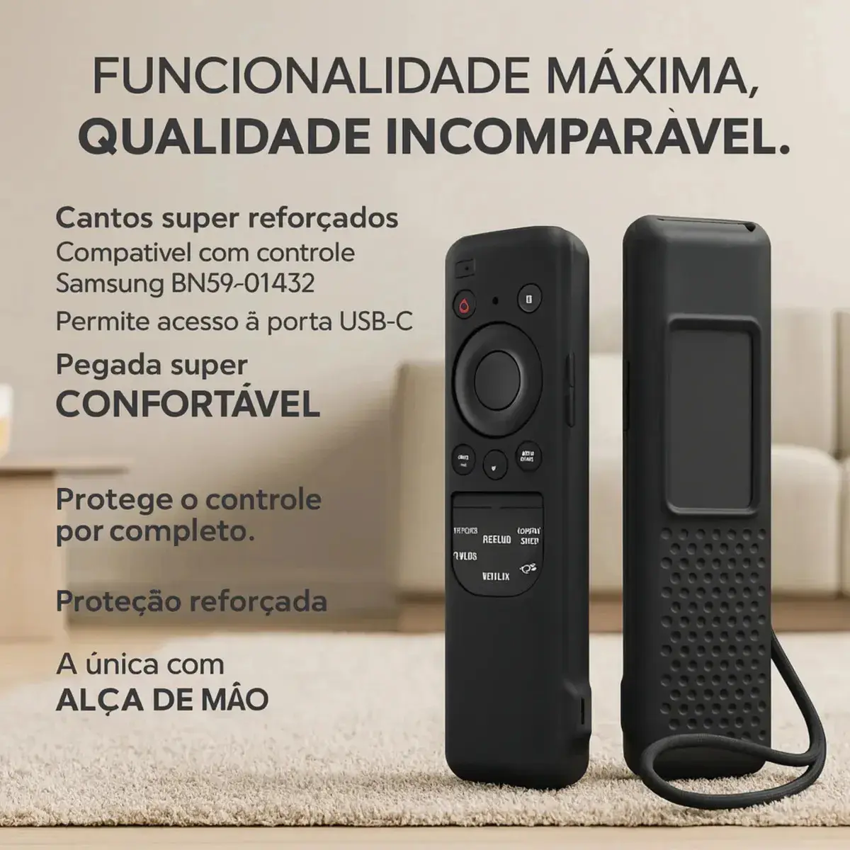 Capa Para Controle Samsung BN59-01432A de Silicone Com Aro thumbnail 5