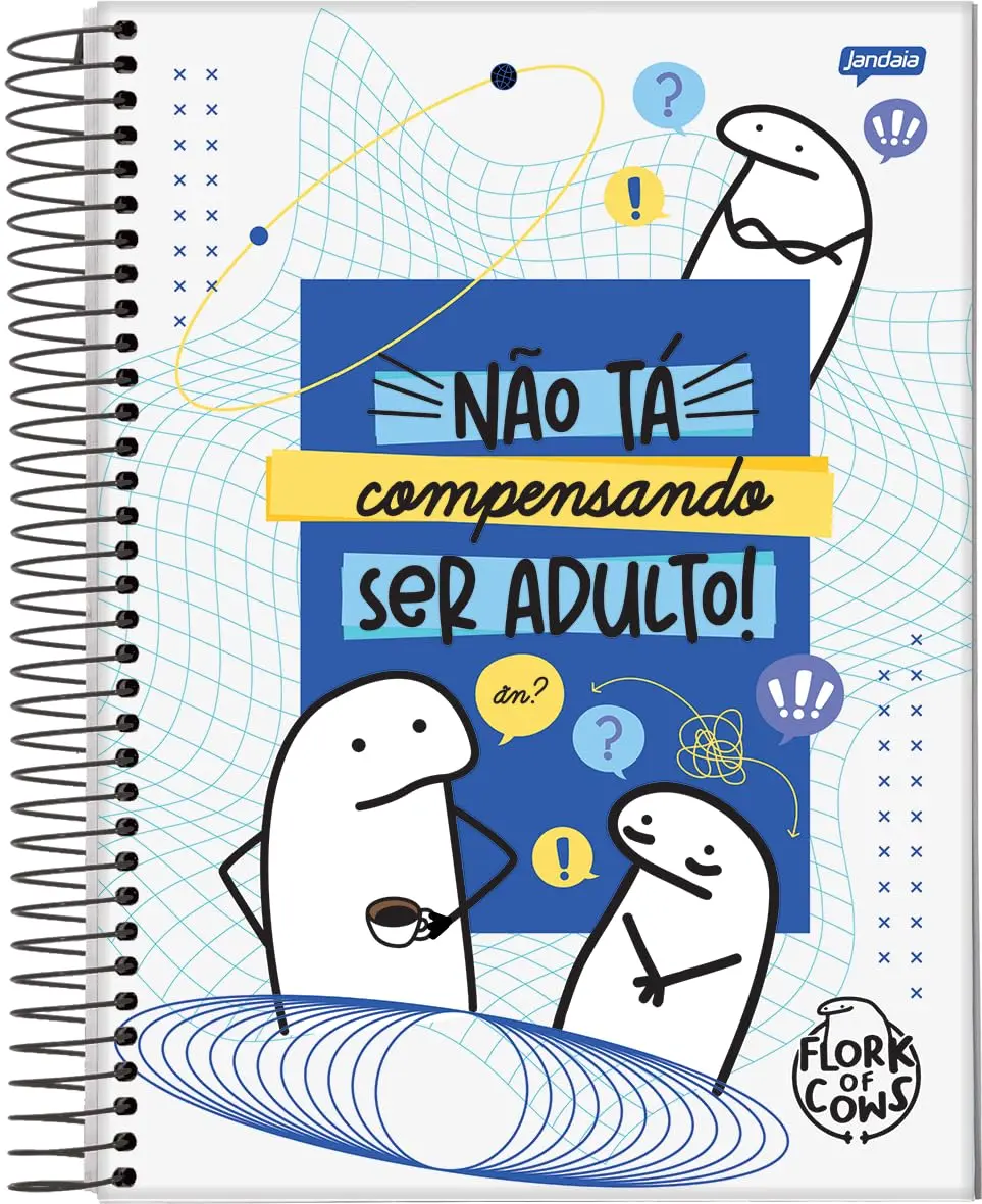 Jandaia - Caderno Espiral Universitário CD 10 Matérias 160 Fls Flork Adulto FSC