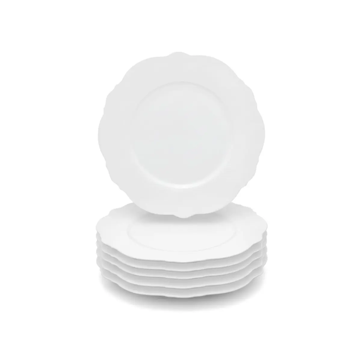 WOLFF - Conjunto 6 Pratos para Sobremesa de Porcelana Maldivas Branco 21cm x 1,5cm