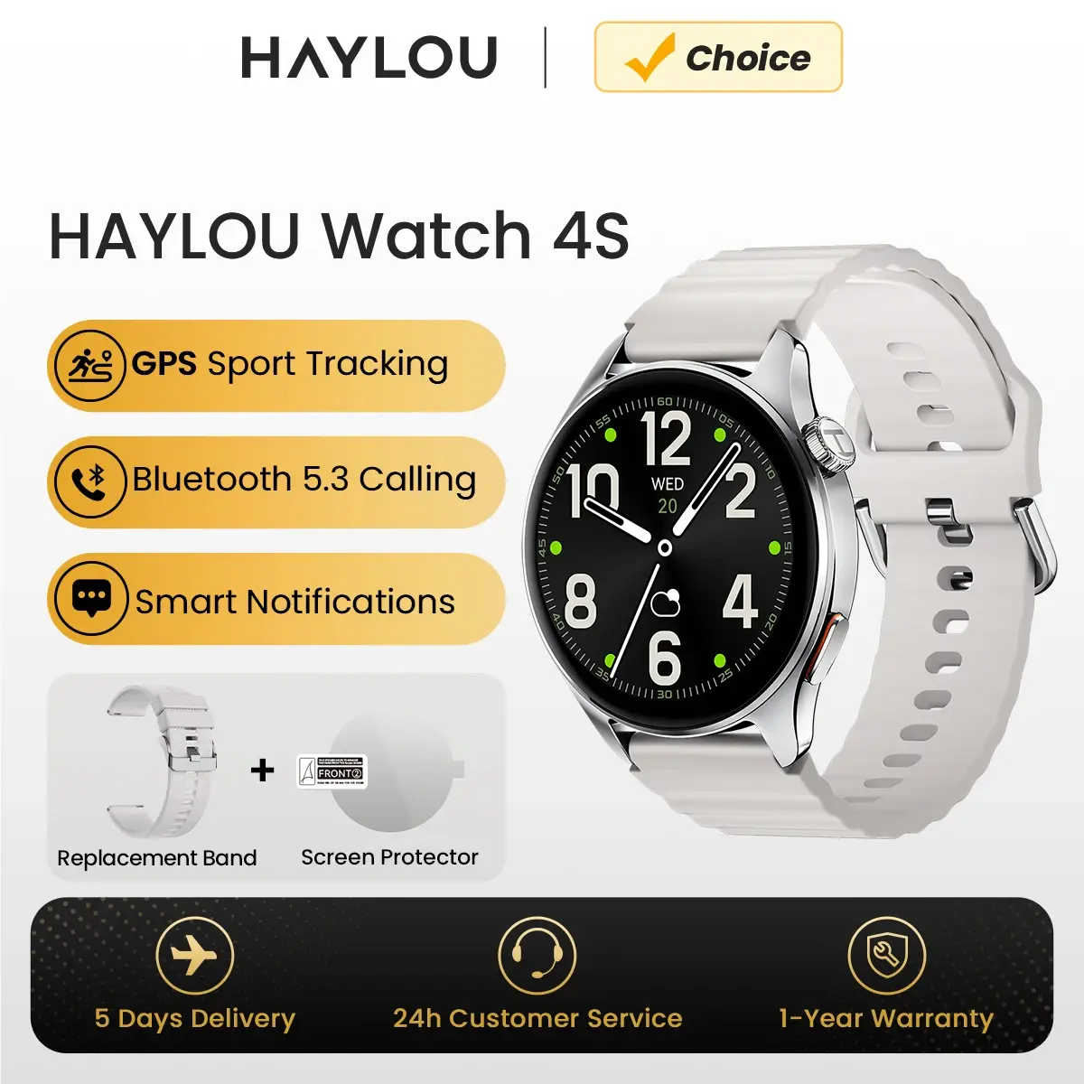 Relógio Inteligente HAYLOU 4S HF012 com Sistema de 5 Estrelas, GPS, Monitoramento Esportivo, Tela AMOLED de 1.43 Polegadas, 120+ Modos de Esporte, Smartwatch Fitness