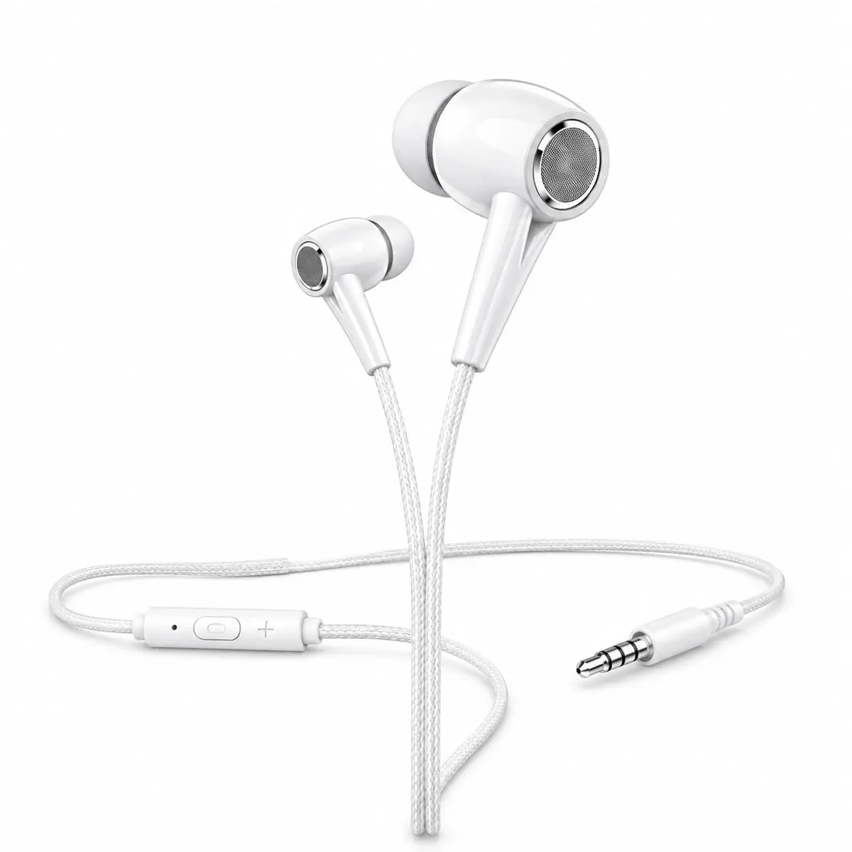 Fone de ouvido com fio, Conexão P2 3.5mm com Microfone Integrado (Branco)