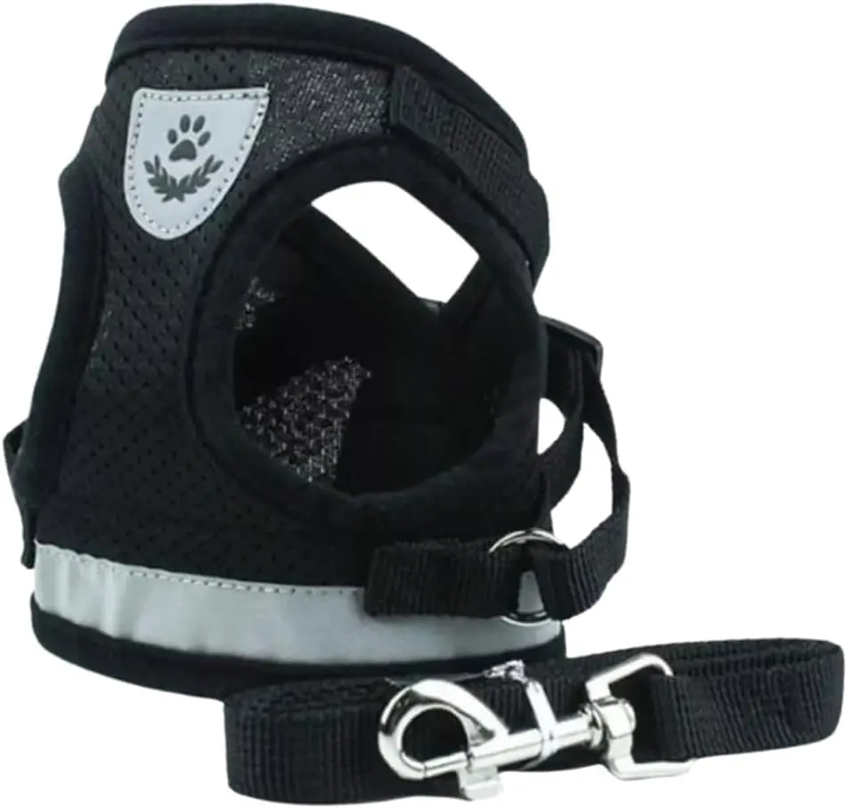 Coleira Pet Peitoral Refletível Com Guia para Cães Regulável Confortável para Cachorro (XL (GG), Preto) - 1