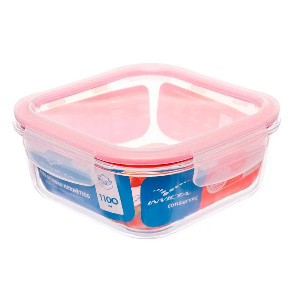 Pote de Vidro Hermético 1,1L Quadrado Invicta