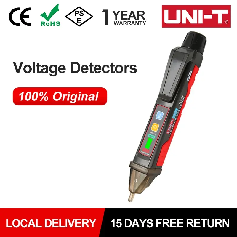Medidor detector de tensão ac UNI-T ut12e ut12m 24v-1000v caneta testadora sem contato soquete volt lápis de teste elétrico