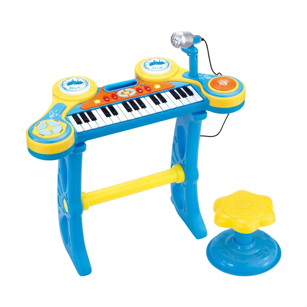 Piano Teclado Infantil Musical Pianinho Microfone Instrumento Brinquedo Criança (Azul) - 1
