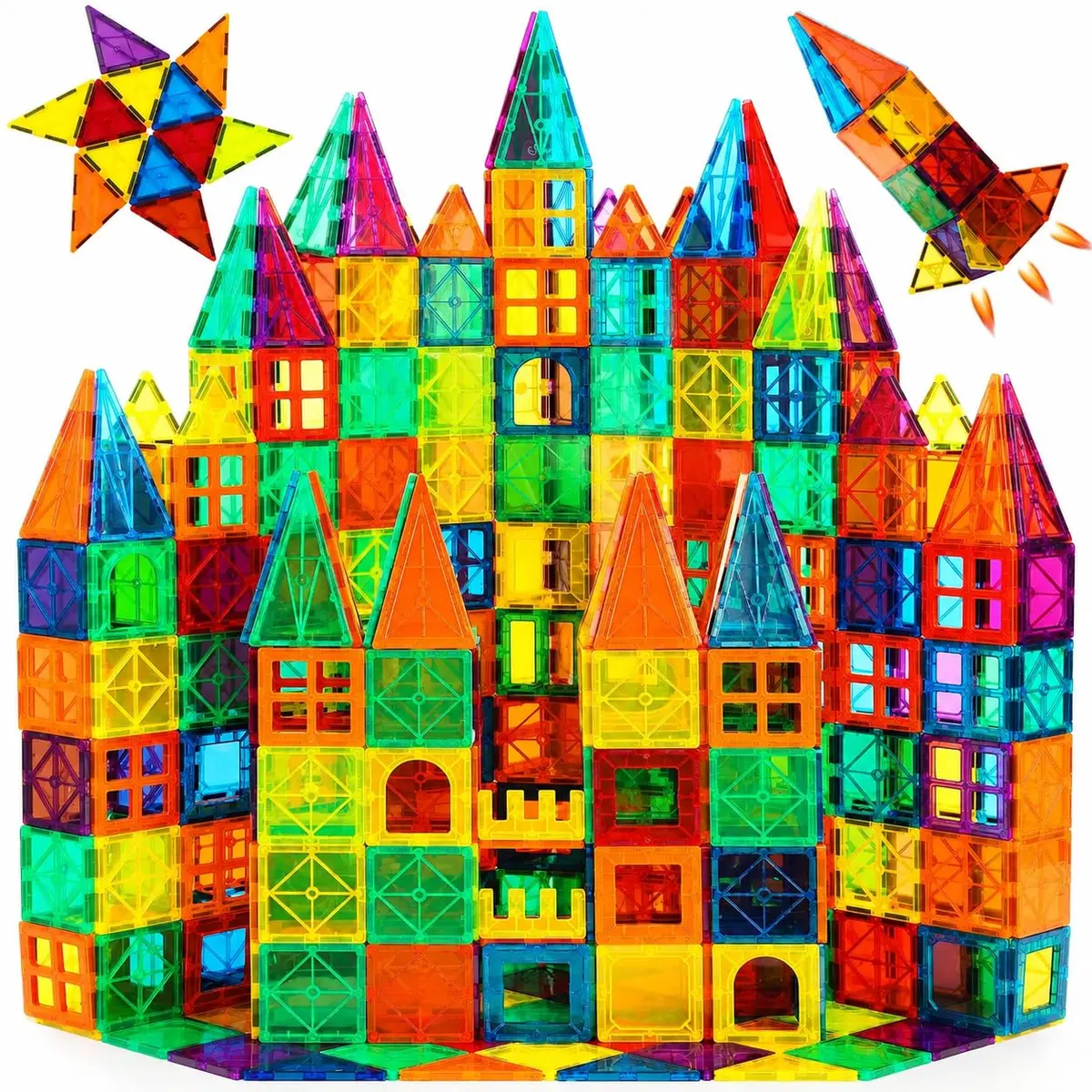 Blocos de Montar Magnéticos Construção Brinquedo Educativo Infantil | 130 Peças,Blocos de Montar Magnéticos,STEM