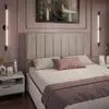 Cabeceira para Cama Box Queen Dobuê Veneza com Revestimento em Veludo - Bege - 1
