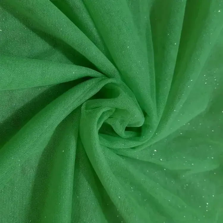 Tecido Tule Com Glitter Brilho Cristal 10 Metros - Cores Cor Verde Desenho Do Tecido Liso
