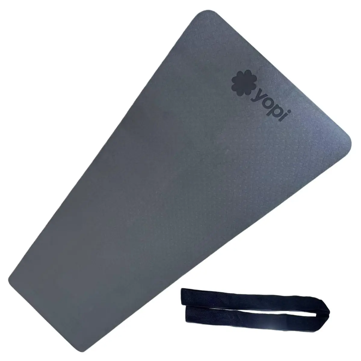 Tapete de Yoga, Preto, TPE Ecológico, 183 x 61 x 0,6 cm, Texturizado, Impermeável, Resistente ao Suor, com Alça de Transporte, Grande, 6mm de espessura, Ioga, Pilates, Yopi - 1