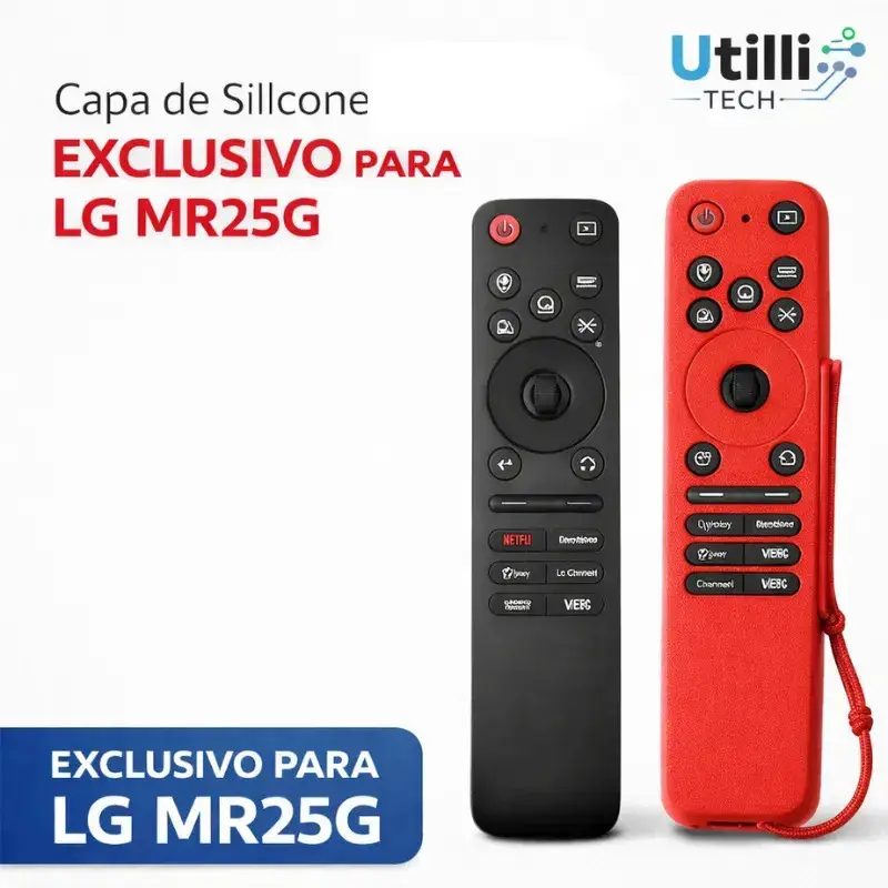 Capa Para Controle Remoto LG Magic MR25GA de Silicone Premium Preto Brilha no Escuro thumbnail 3