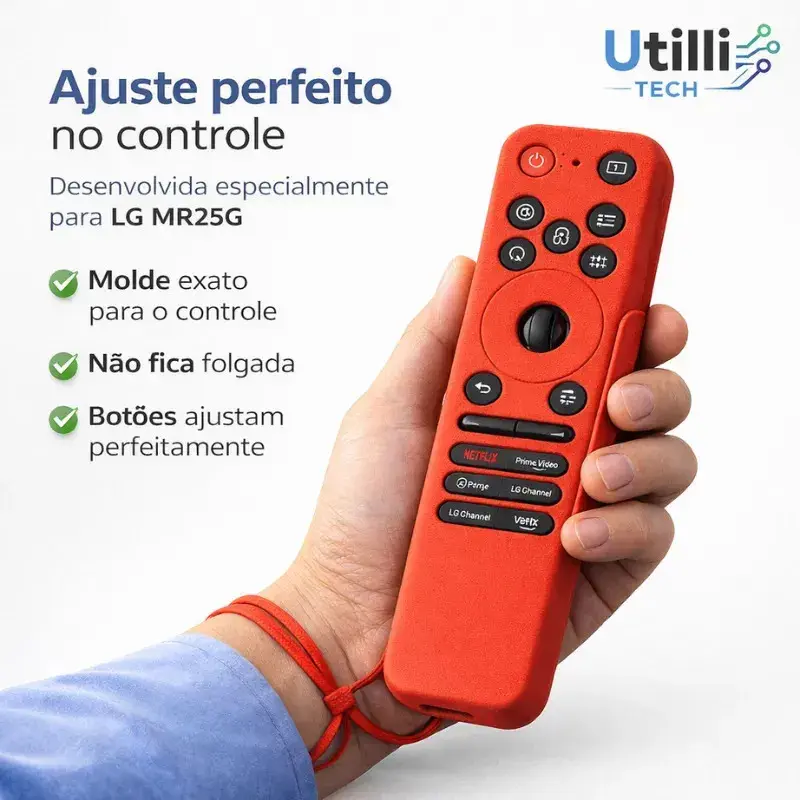 Capa Para Controle Remoto LG Magic MR25GA de Silicone Premium Preto Brilha no Escuro thumbnail 4