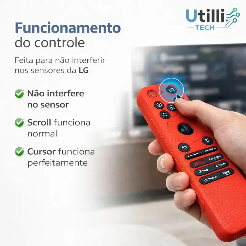 Capa Para Controle Remoto LG Magic MR25GA de Silicone Premium Preto Brilha no Escuro thumbnail 5