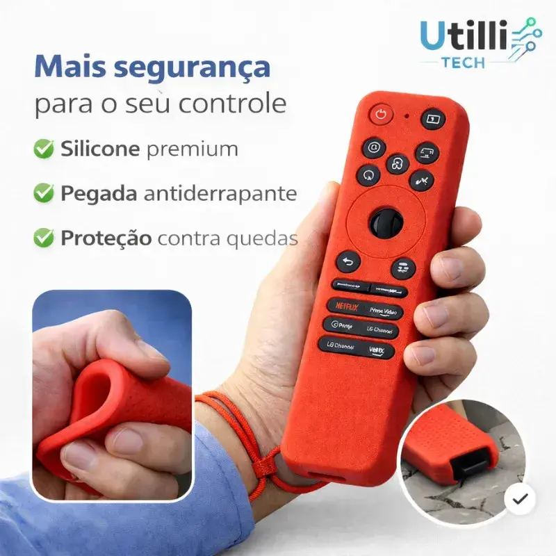 Capa Para Controle Remoto LG Magic MR25GA de Silicone Premium Preto Brilha no Escuro thumbnail 6