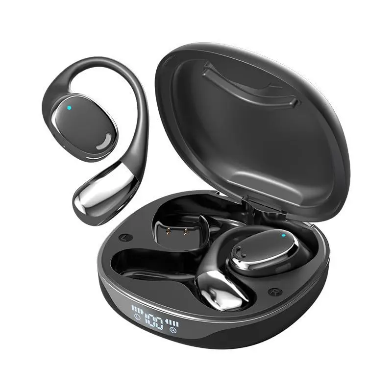 Fone de ouvido com Bluetooth 5.4, equipado com tela LED, som Hi-Fi e microfone,Bateria 60H e Design ergonômico com gancho auricular, ideal para esportes, corrida e lazer diário