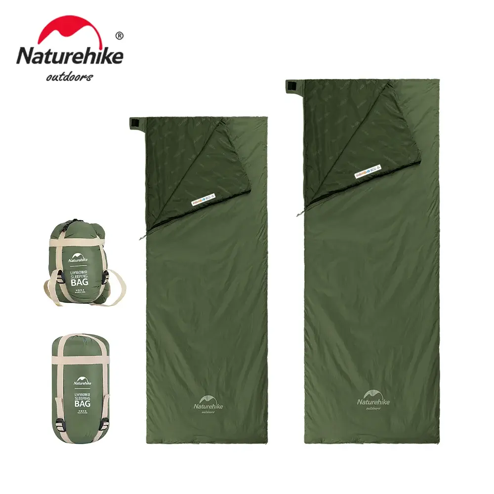 Saco de dormir Naturehike, modelo envelope, LW180, ultraleve, com forro de algodão e design de duas camadas, ideal para acampamentos, caminhadas e atividades de turismo ao ar livre. - 1