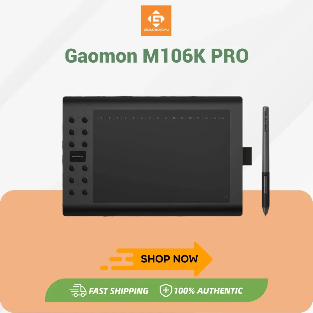 Gaomon-Tablet gráfico m106k pro 10 polegadas mesa digitalizadora, com 8192 níveis de inclinação, sem bateria, art stylus para wi