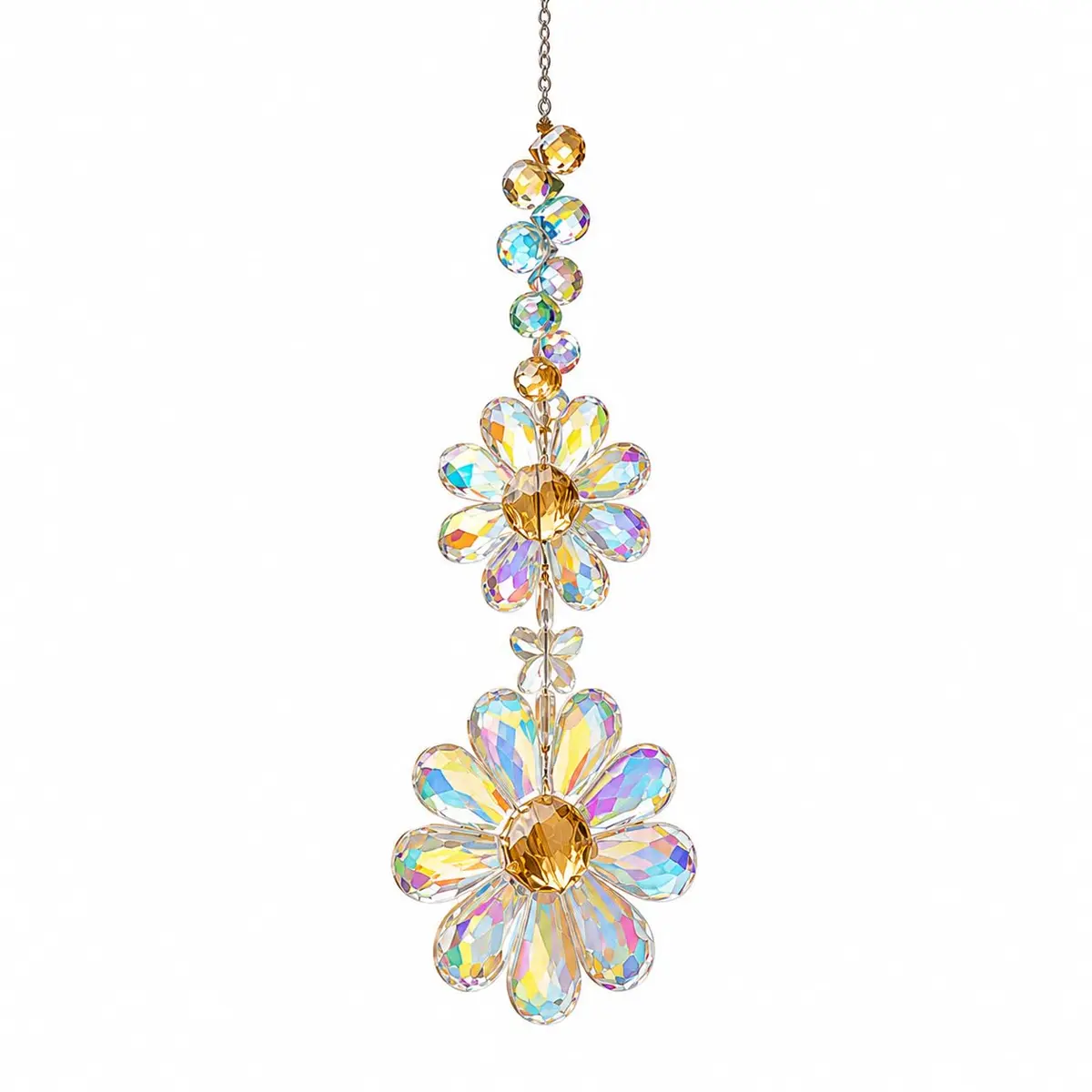 Enfeite Cristal Flor Arco-Íris para Janela Suncatcher Prisma AB