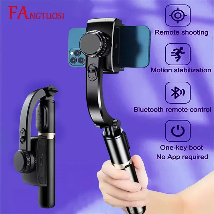 FANGTUOSI Novo Monopé Bluetooth com Obturador, Estabilizador de Gimbal Portátil para iOS e Android, Sem Fio 360 °   Bastão de Selfie com Rotação e Tripé