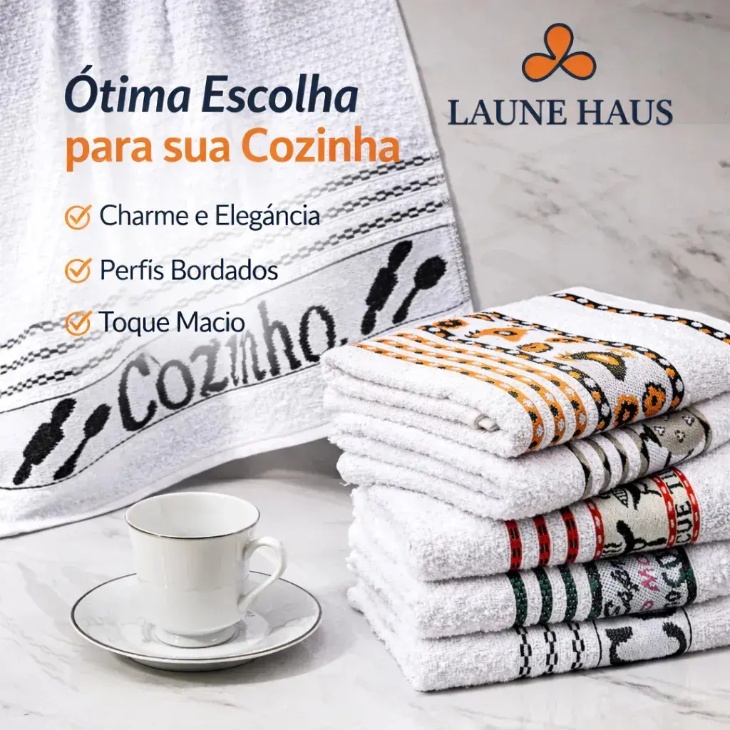 Pano de Prato Atoalhado Atacado Laune Gourmet Kit com 5 peças cor Branco Desenho Sortidos Laune Haus thumbnail 4
