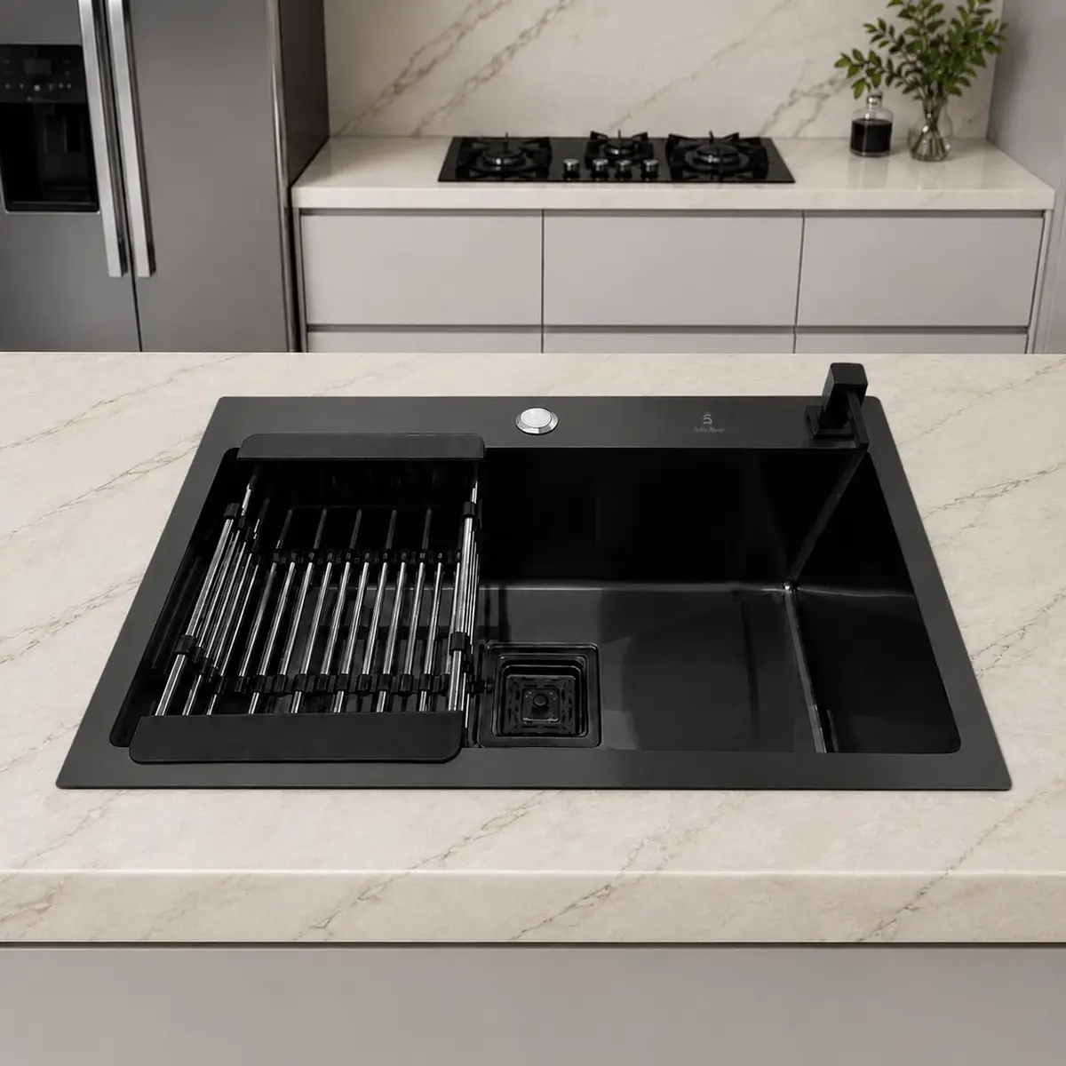 Cuba Preto Quadrada Aço Inox Gourmet 60X40 Acessórios