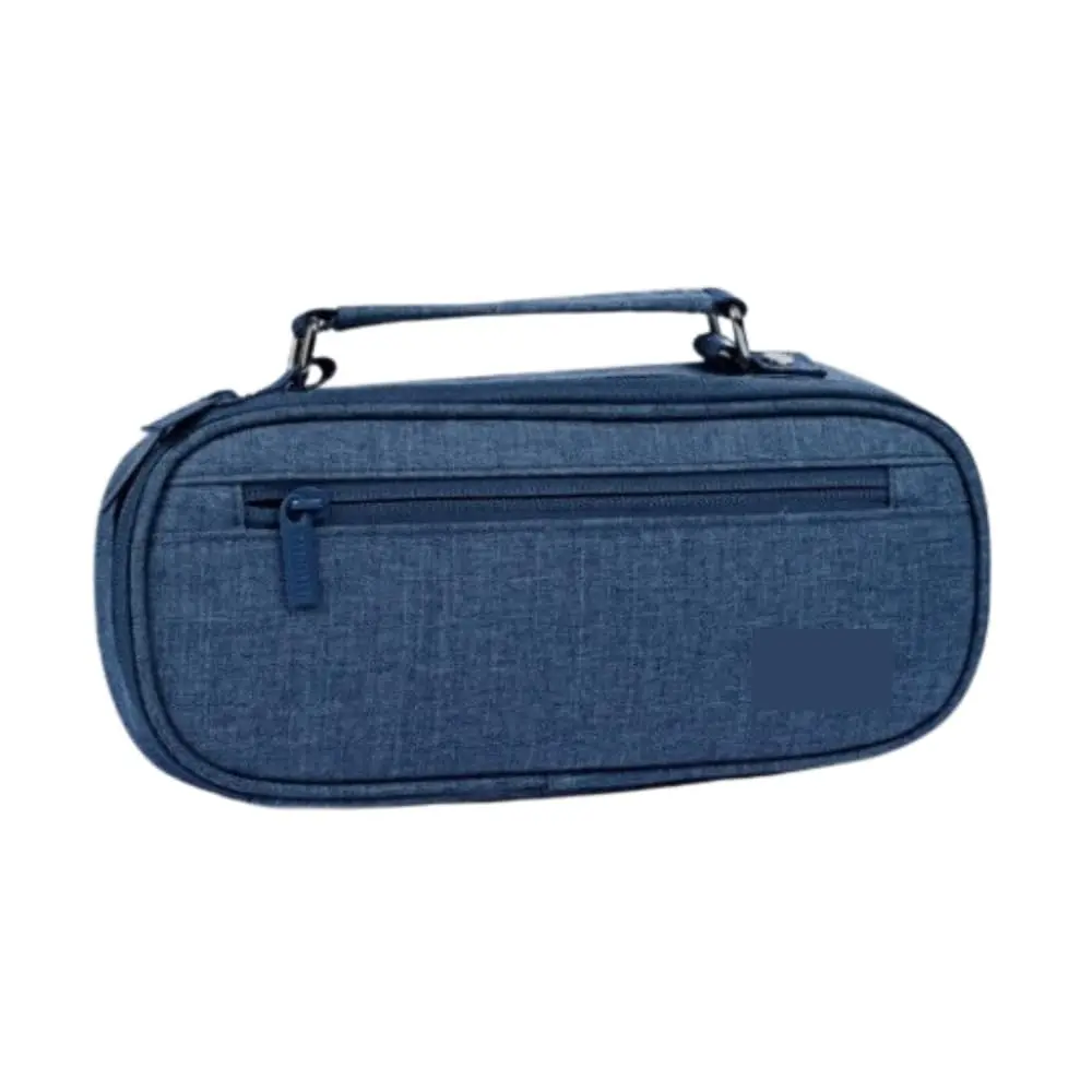 Estojo Escolar Com Compartimentos Organizador Para Lápis Canetas Ziper Resistente Com Alça Papelaria Fofa, PREMIUM (Azul Marinho)