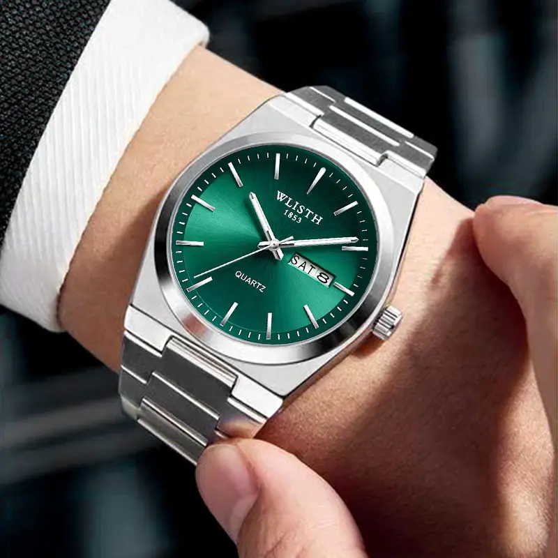 Homem relógio de quartzo luxo à prova dwaterproof água luminosa data semana aço inoxidável relógio masculino relógios masculino reloj hombre - 1