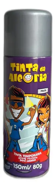 Tinta Spray Temporaria Infantil Cores Vibrante Para Carnaval Cor Prateado - 1