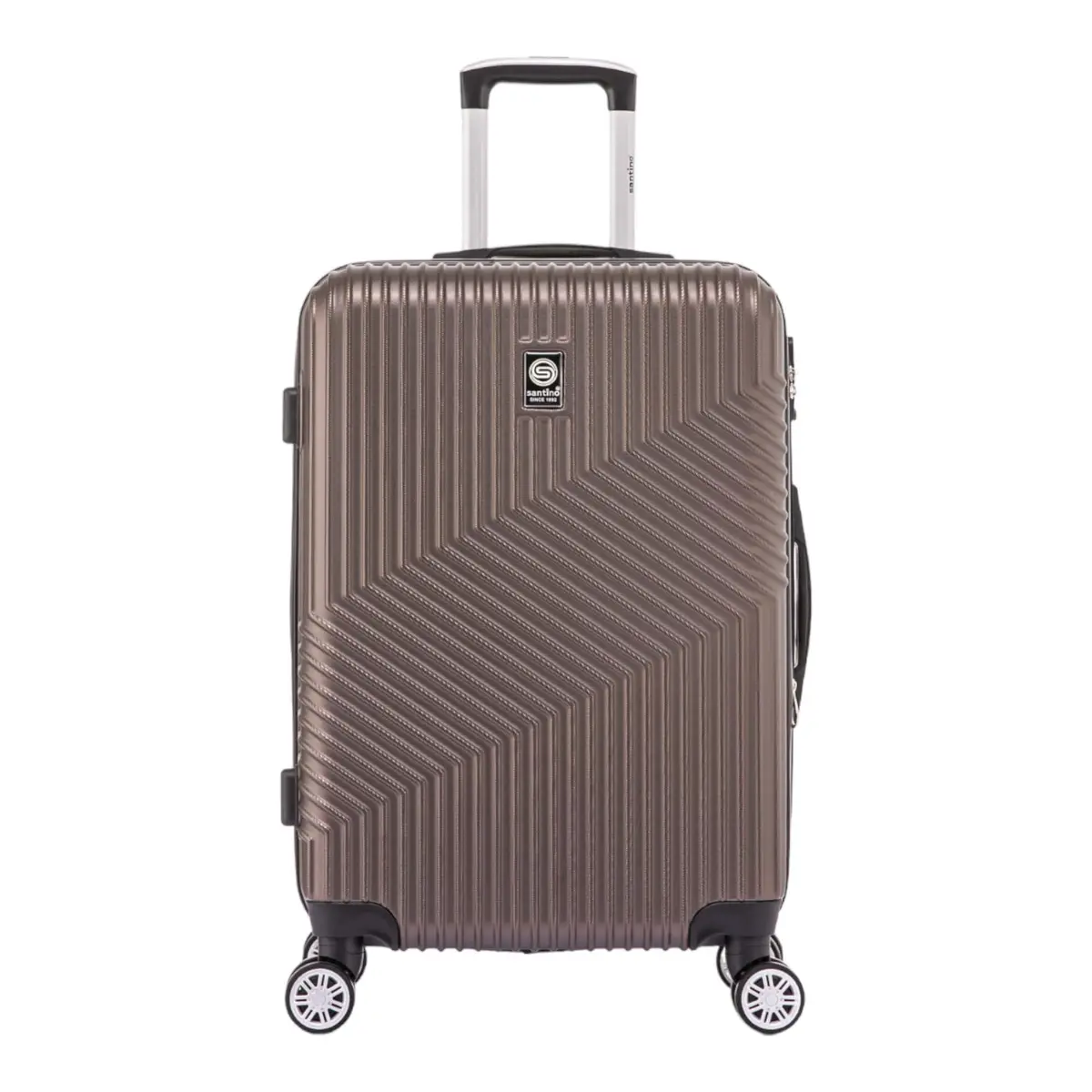 SANTINO Mala de Bordo de Viagem Rígida ABS 4 Rodas 360º com Segredo Leve Resistente Flexível Antifurto [Geometric] (Café, Grande)
