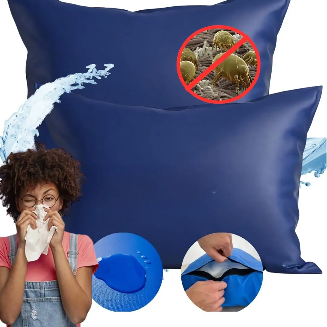 Kit 2 Capas Protetor Travesseiro Premium Impermeável Anti Ácaros 70x50cm | 100% Impermeável, Antialérgico, Não Esquenta - 1